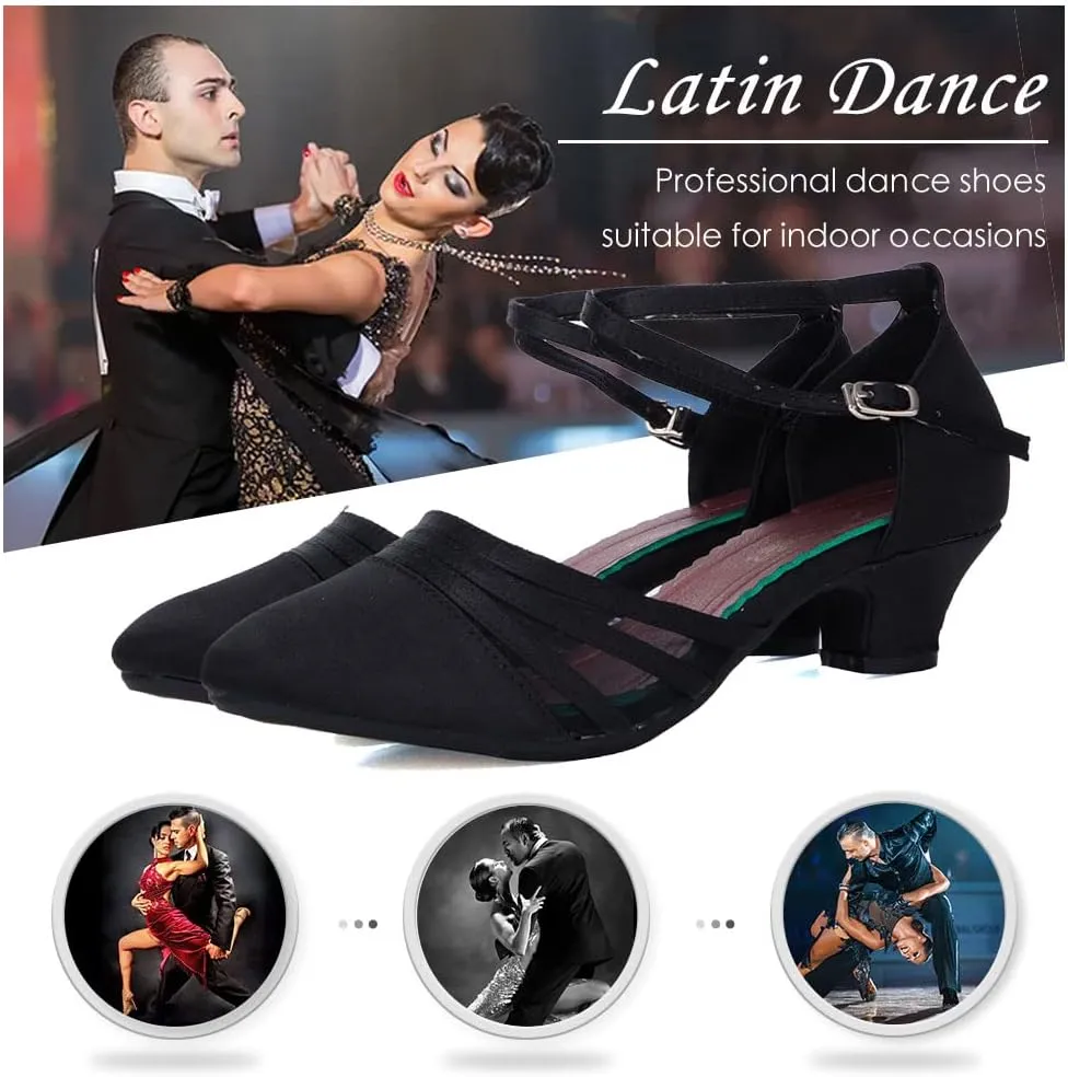 DKZSYIM Glitter Women Latin Dance Shoes Closed Toe Ballroom Salsa Tango Practice Performence Party Dancing Shoes,Model CMJ-512