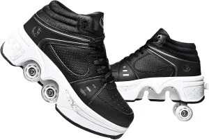 Double-Row Deform Wheel Automatic Walking Shoes Invisible Deformation Roller Skate 2 in 1 Removable Pulley Skates Skating Parkour