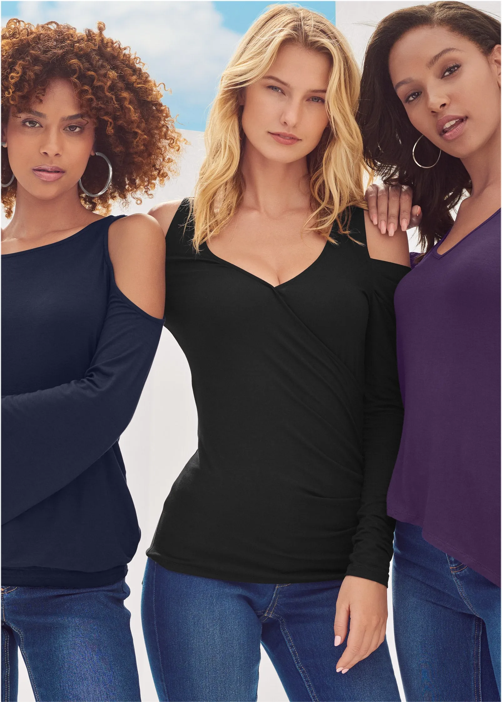 Draped Sleeve Top - Black