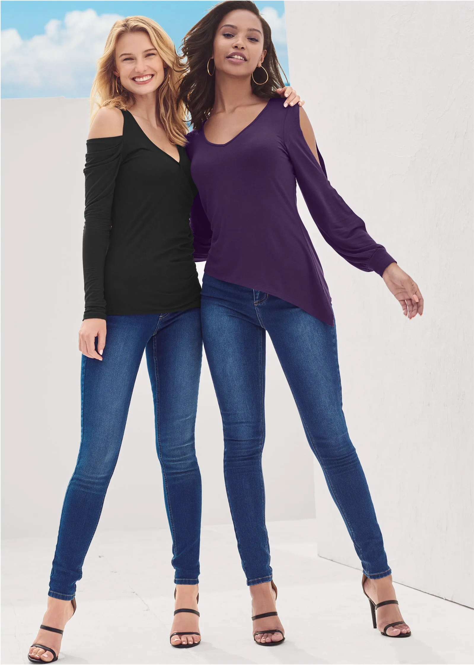 Draped Sleeve Top - Black