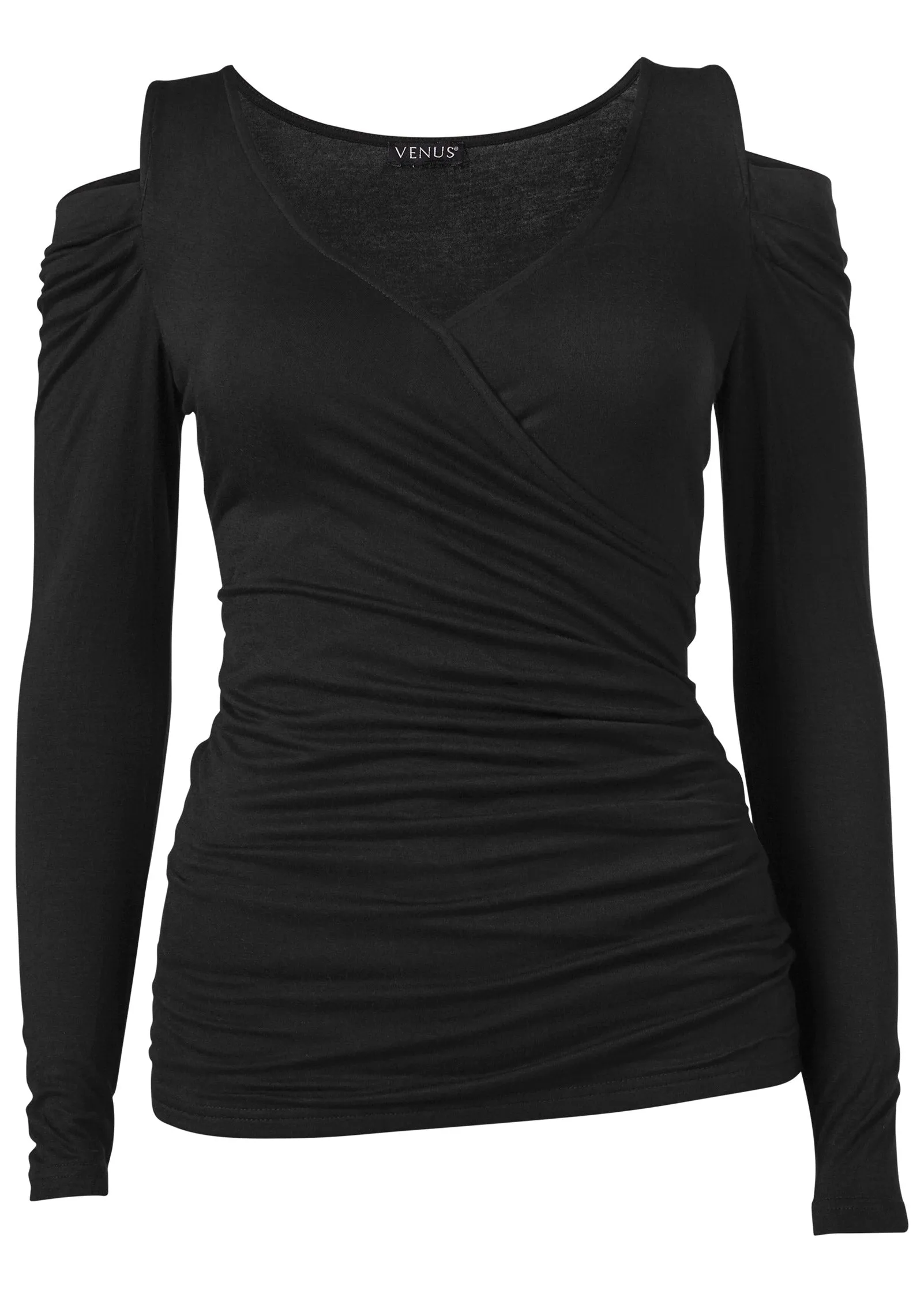 Draped Sleeve Top - Black