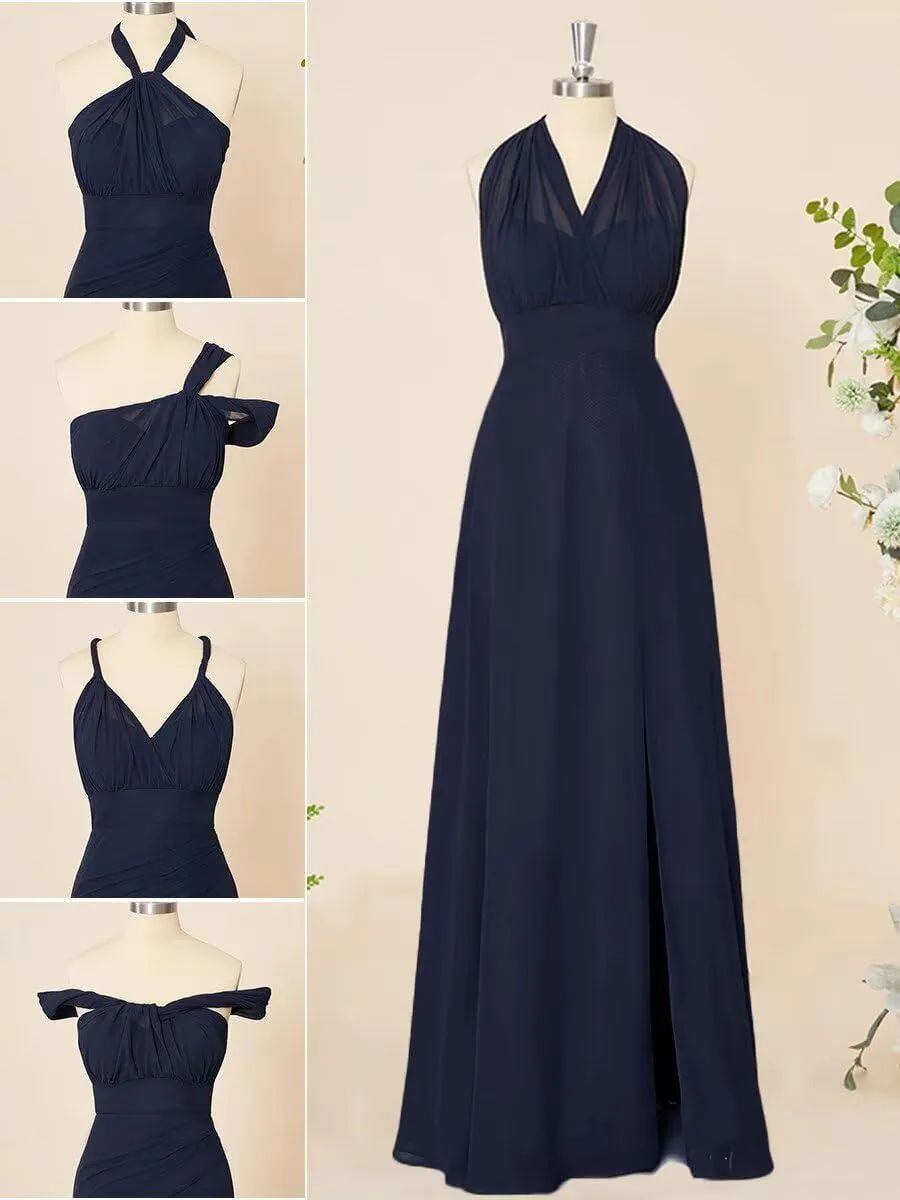 DREAMIND Infinity Bridesmaid Dress Chiffon Prom Dress with Bandeau Women Twist Wrap Dress Convertible Multi-Way Formal Dress