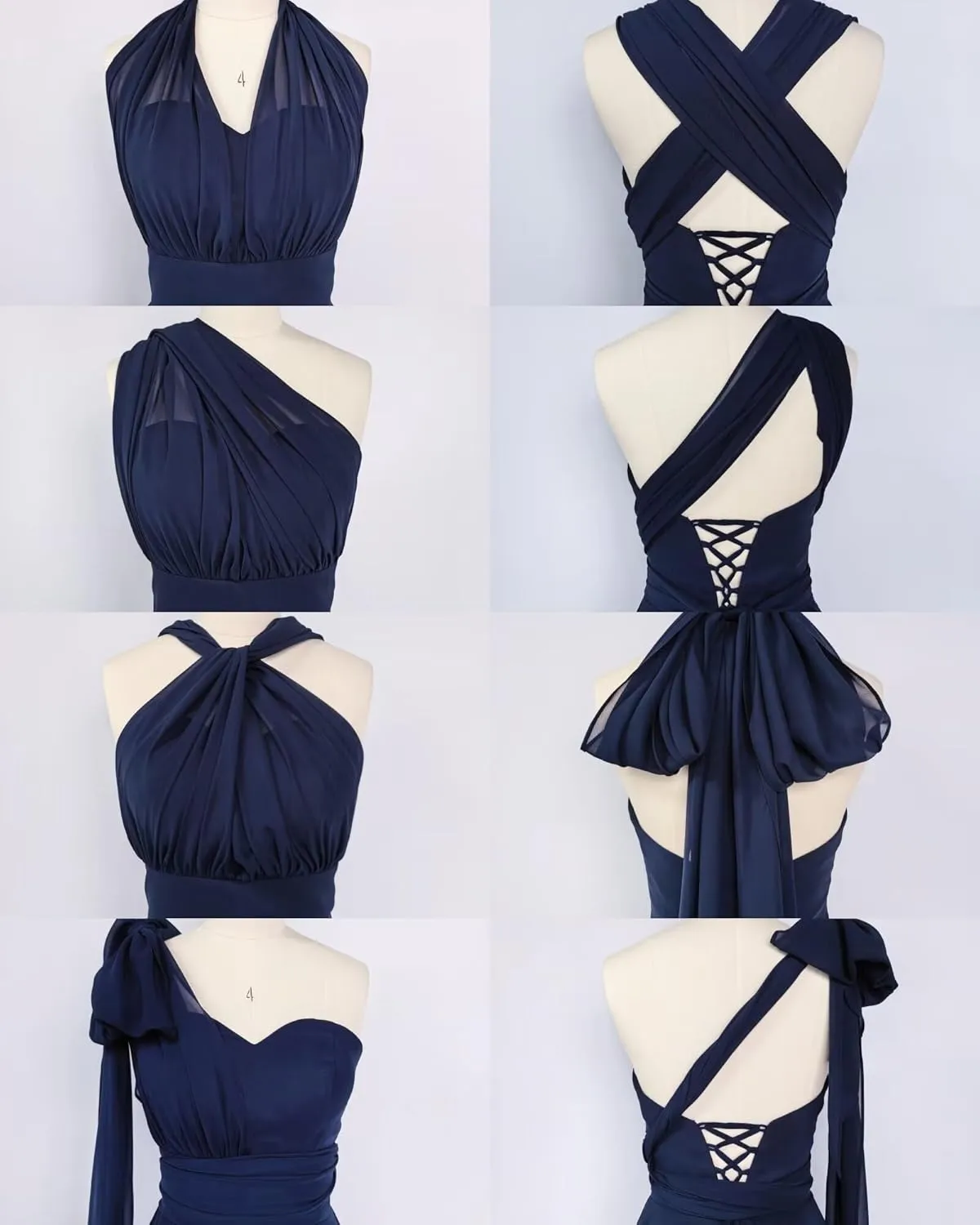 DREAMIND Infinity Bridesmaid Dress Chiffon Prom Dress with Bandeau Women Twist Wrap Dress Convertible Multi-Way Formal Dress