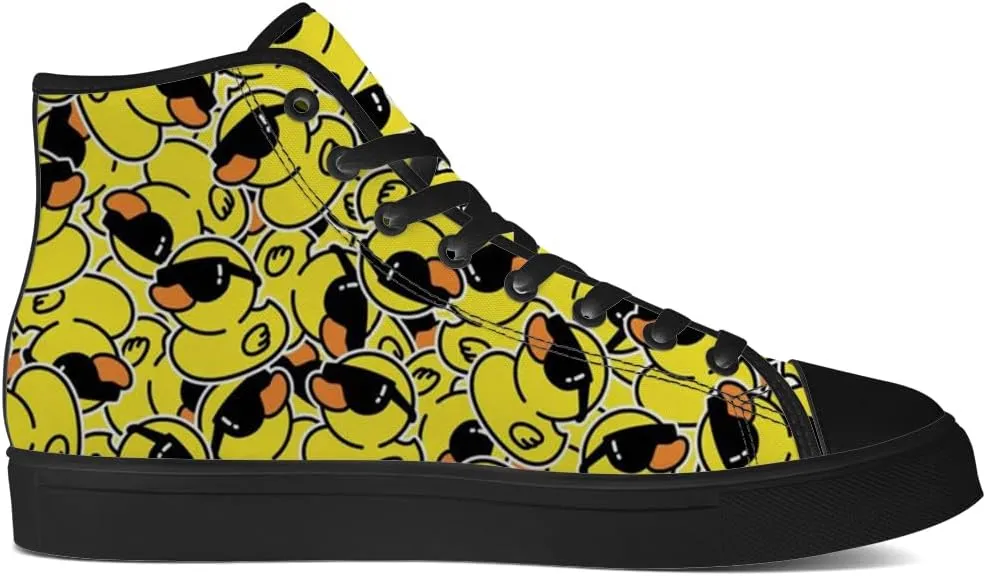Duck High Top Canvas Shoes for Men Women Cartoon Duck High Top Sneakers Lace Up Casual Shoes Gifts for Girls Boys