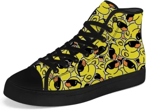 Duck High Top Canvas Shoes for Men Women Cartoon Duck High Top Sneakers Lace Up Casual Shoes Gifts for Girls Boys
