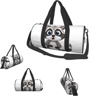 Duffle Bags Cartoon cute raccoon Gym Bag for Men Women Waterproof Travel Duffle Bags Convertible Carry on Garment Bag for Travel Sports