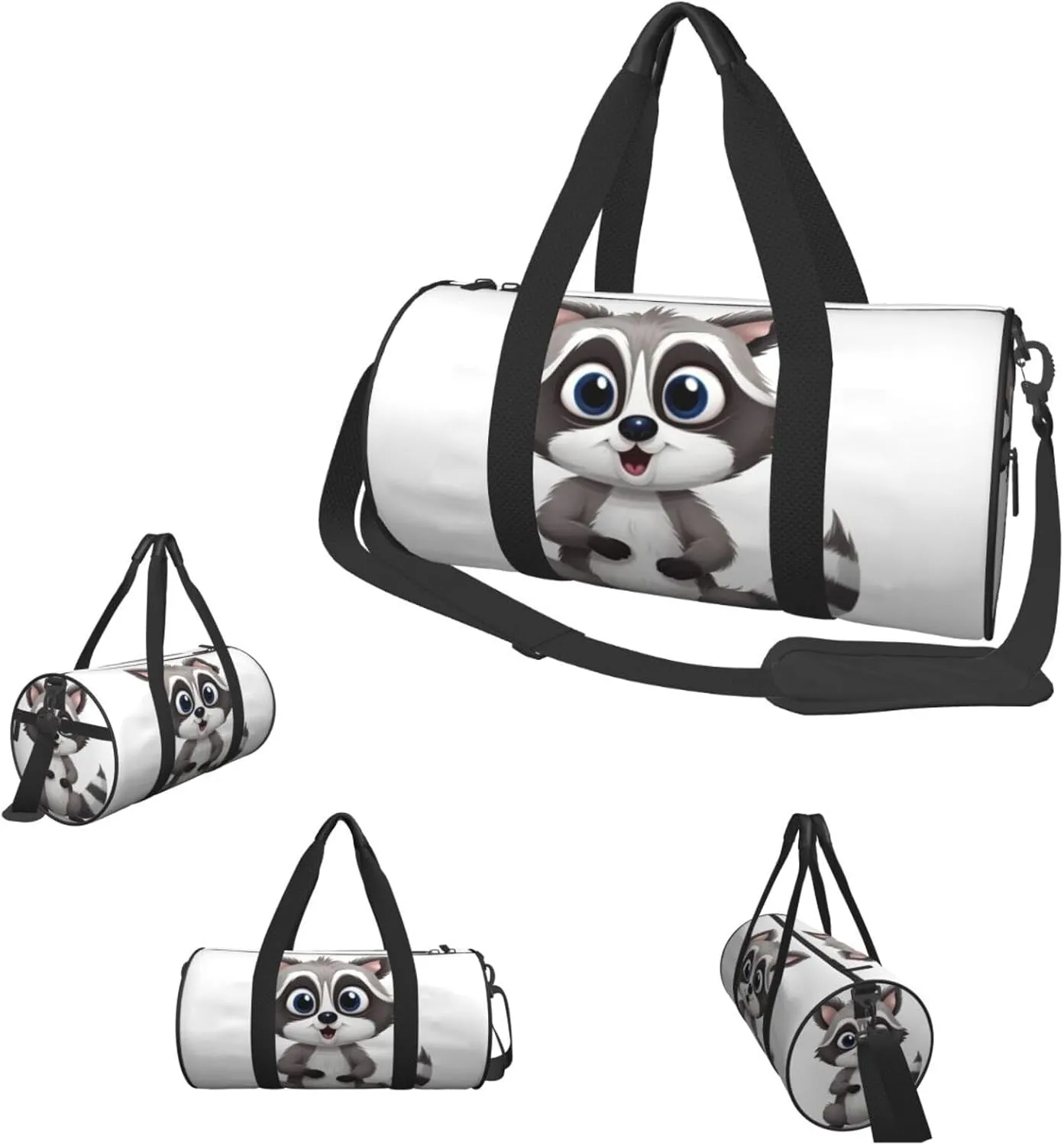 Duffle Bags Cartoon cute raccoon Gym Bag for Men Women Waterproof Travel Duffle Bags Convertible Carry on Garment Bag for Travel Sports