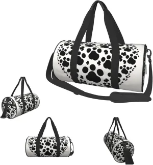 Duffle Bags Dog Paw Print Love Heart Gym Bag for Men Women Waterproof Travel Duffle Bags Convertible Carry on Garment Bag for Travel Sports