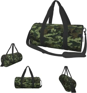 Duffle Bags Green Military Camo Gym Bag for Men Women Waterproof Travel Duffle Bags Convertible Carry on Garment Bag for Travel Sports