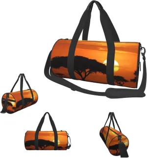 Duffle Bags Sunset African Savanna Gym Bag for Men Women Waterproof Travel Duffle Bags Convertible Carry on Garment Bag for Travel Sports