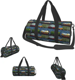 Duffle Bags Train Cars Gym Bag for Men Women Waterproof Travel Duffle Bags Convertible Carry on Garment Bag for Travel Sports
