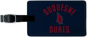 Duquesne University Dukes Logo Rectangle Leather Luggage Card Carry-On ID Tag