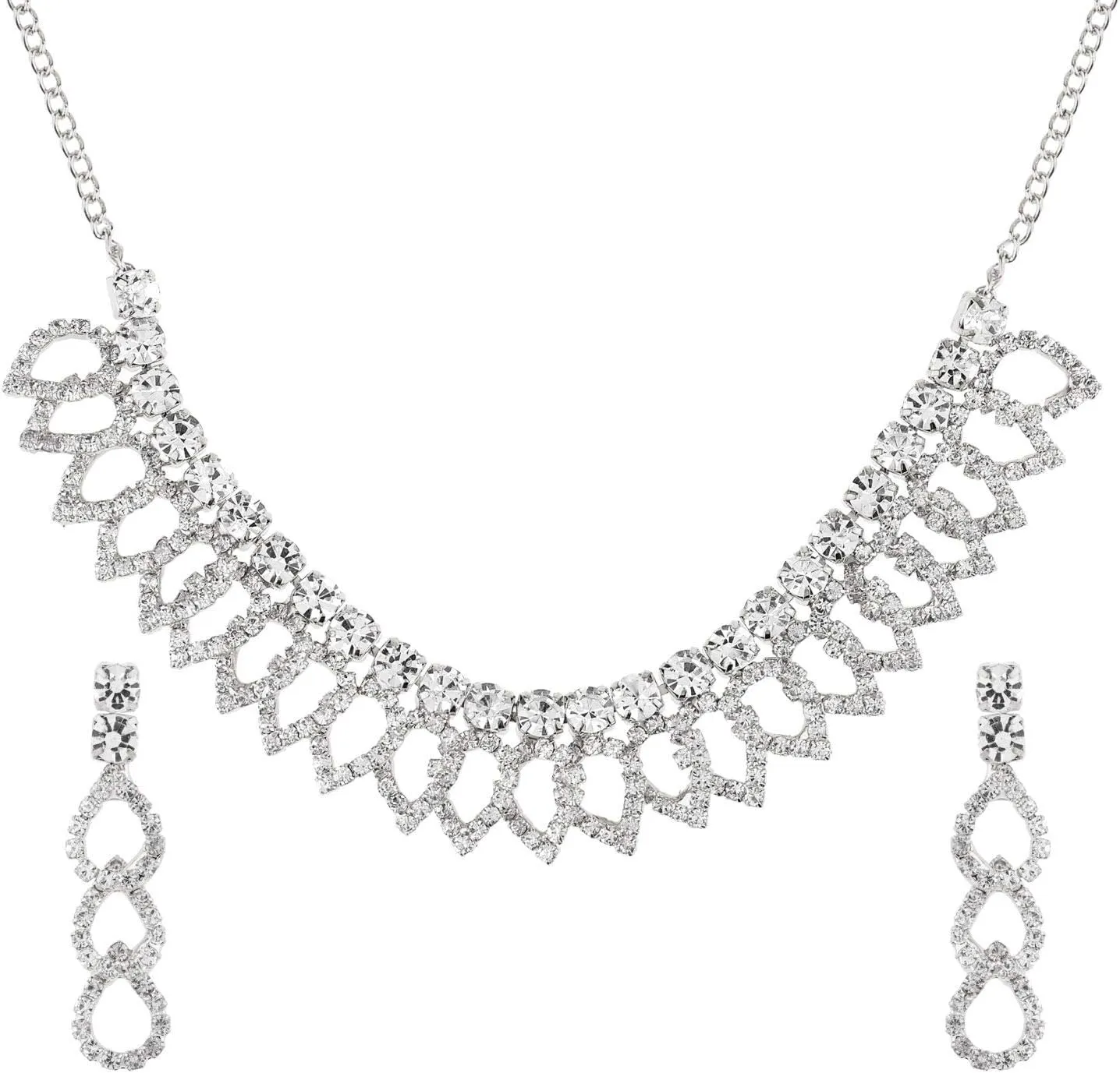 Efulgenz Indian Jewelry Sets for Women CZ Crystal Rhinestone Austrian Diamond Bridal Wedding Choker Necklace Earrings Jewelry Set Bollywood Fashion Jewelry