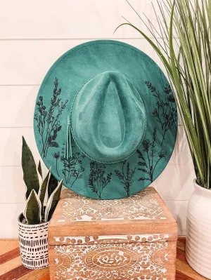 Engraved Floral Hat: Khaki