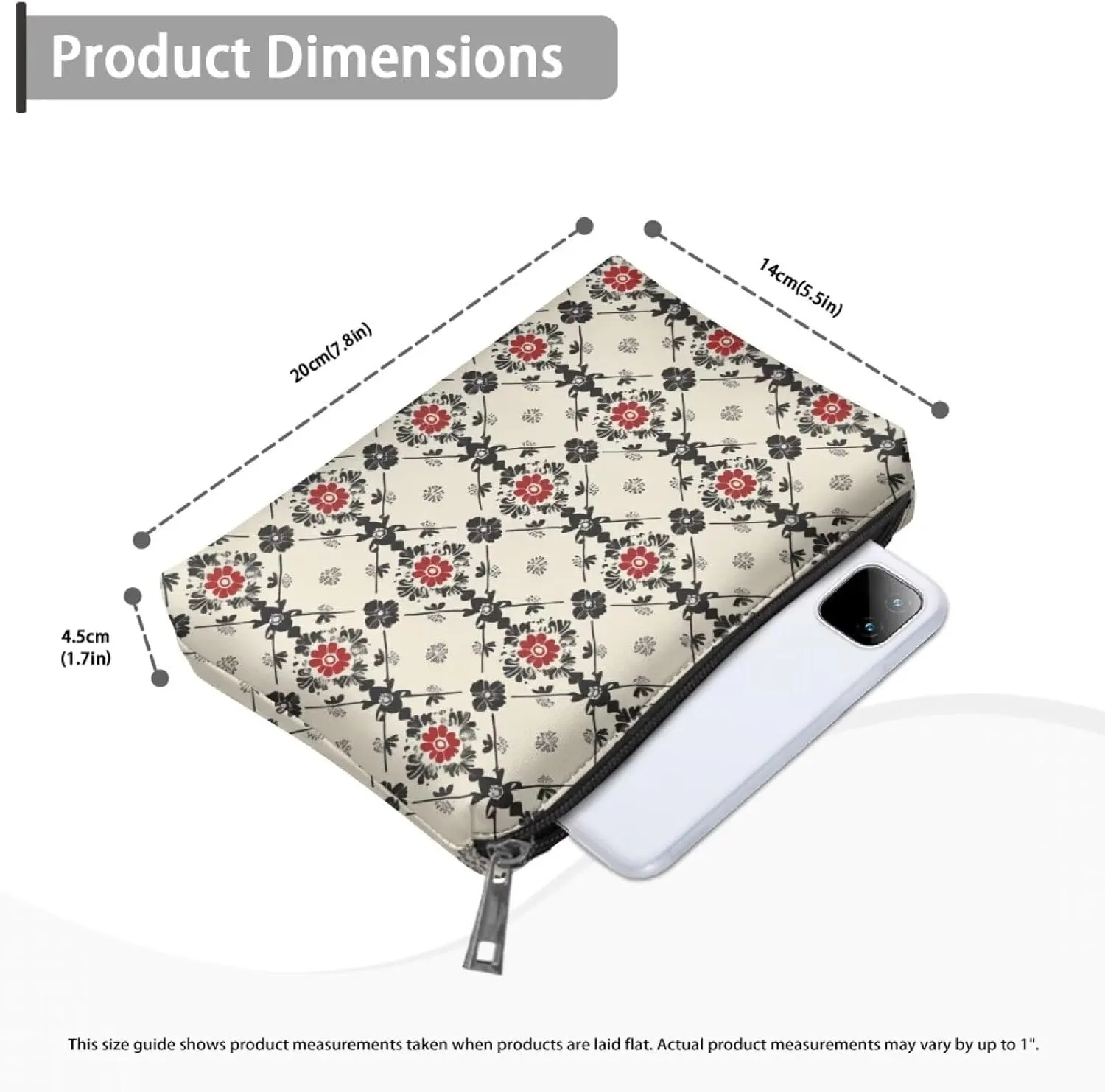 Ethnic Style Plaid Professional Makeup Bag  Compact Makeup Bags for Women with PU Leather & Water-Resistant Design | Travel Makeup Bag for Work, Gym, Weekend Trips