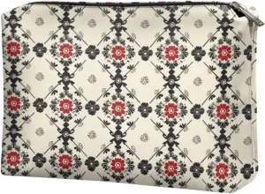 Ethnic Style Plaid Professional Makeup Bag  Compact Makeup Bags for Women with PU Leather & Water-Resistant Design | Travel Makeup Bag for Work, Gym, Weekend Trips