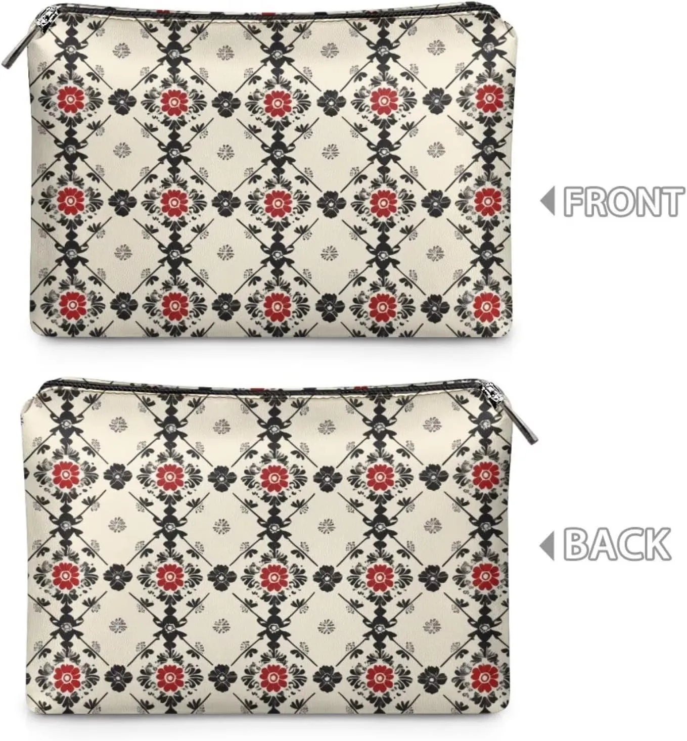 Ethnic Style Plaid Professional Makeup Bag  Compact Makeup Bags for Women with PU Leather & Water-Resistant Design | Travel Makeup Bag for Work, Gym, Weekend Trips