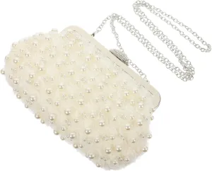 Evening Clutch Purse Women Pearl Bag for Evening Events Luxury Banquet Bag Silver Clutch Purses