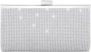 FALETO Rhinestone Clutch Purses for Women Sparkly Purse Wedding Clutch Glitter Crossbody Shoulder Bag with Detachable Chain