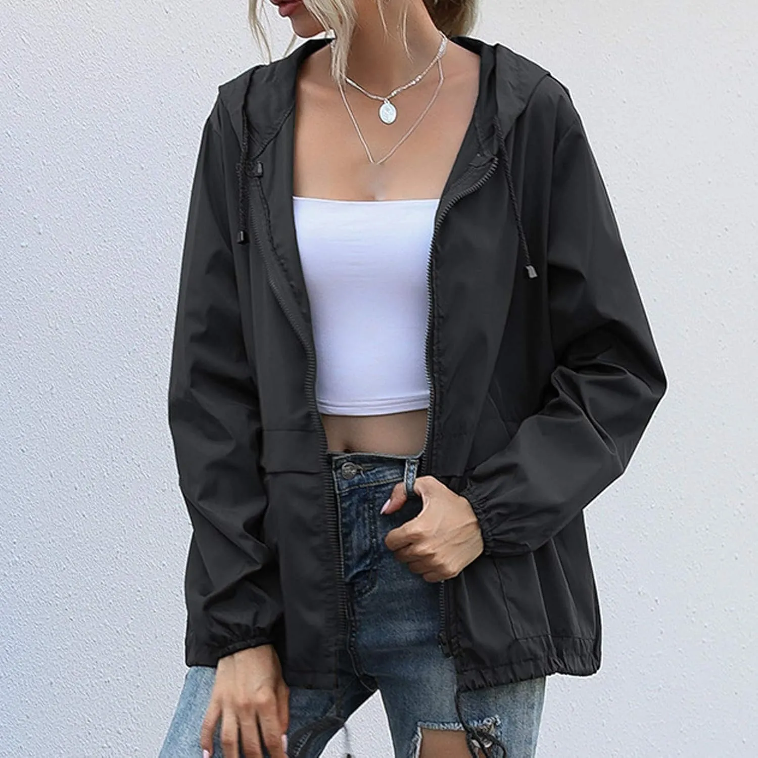 Fall Jacket for Women/Men Lightweight Waterproof Rain Shell Jacket Raincoat Hoodies for Golf Cycling Windbreaker