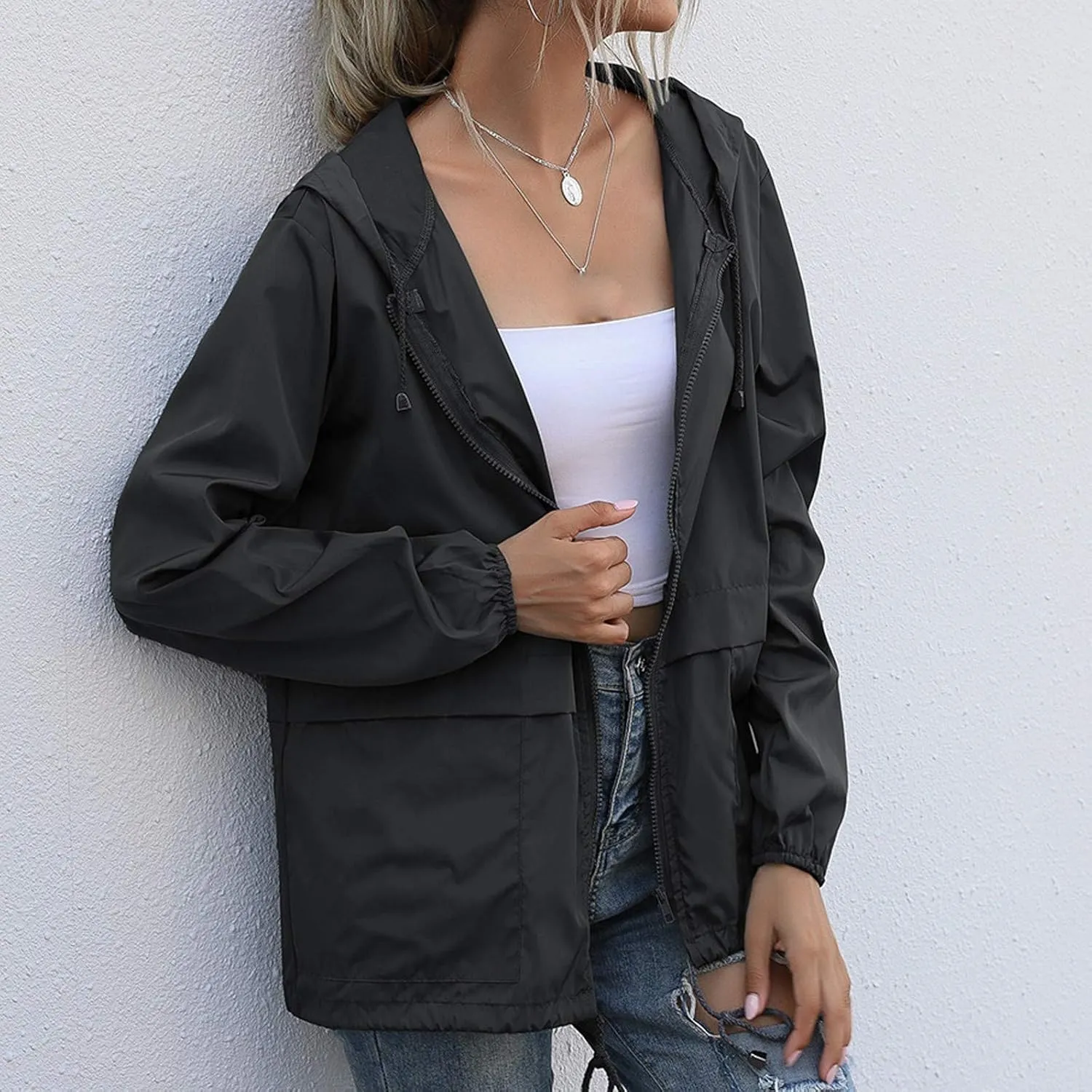 Fall Jacket for Women/Men Lightweight Waterproof Rain Shell Jacket Raincoat Hoodies for Golf Cycling Windbreaker