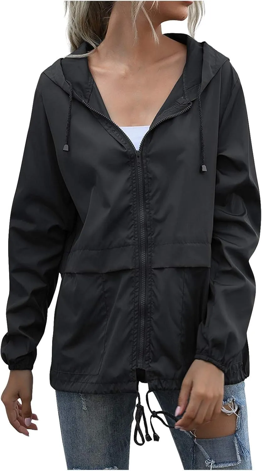 Fall Jacket for Women/Men Lightweight Waterproof Rain Shell Jacket Raincoat Hoodies for Golf Cycling Windbreaker
