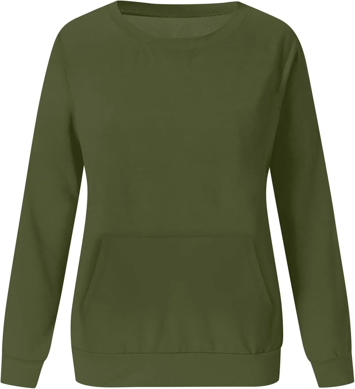 Fall Sweatshirts for Women 2023 Solid Color Long Sleeve Crewneck Pullover Casual Tops with Pocket Loose Comfy Shirts