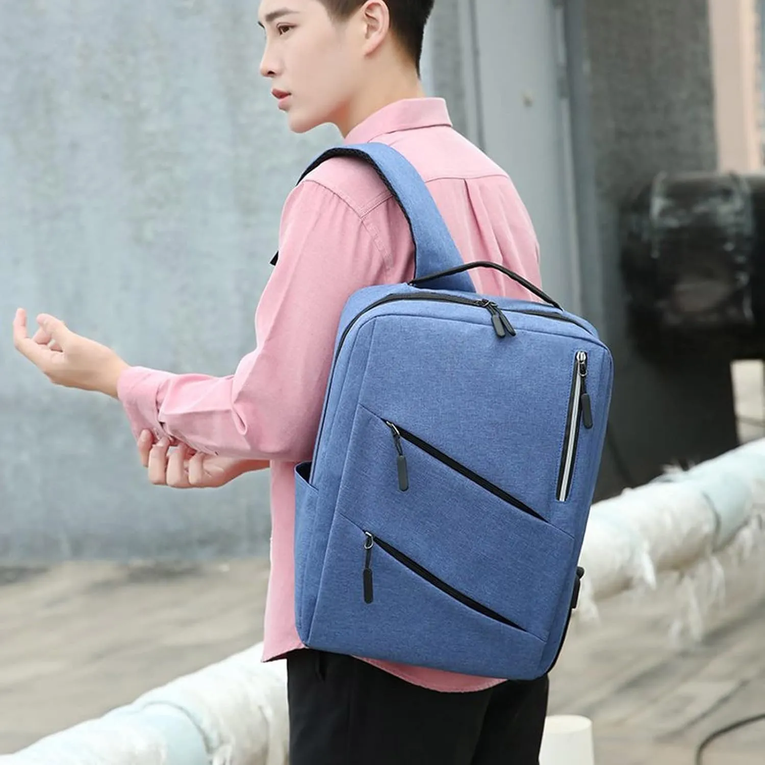Fashion Cloth Canvas Backpack for Women Casual Daypack with Anti-Theft Back Pocket Purse Necessities for Women(Blue)