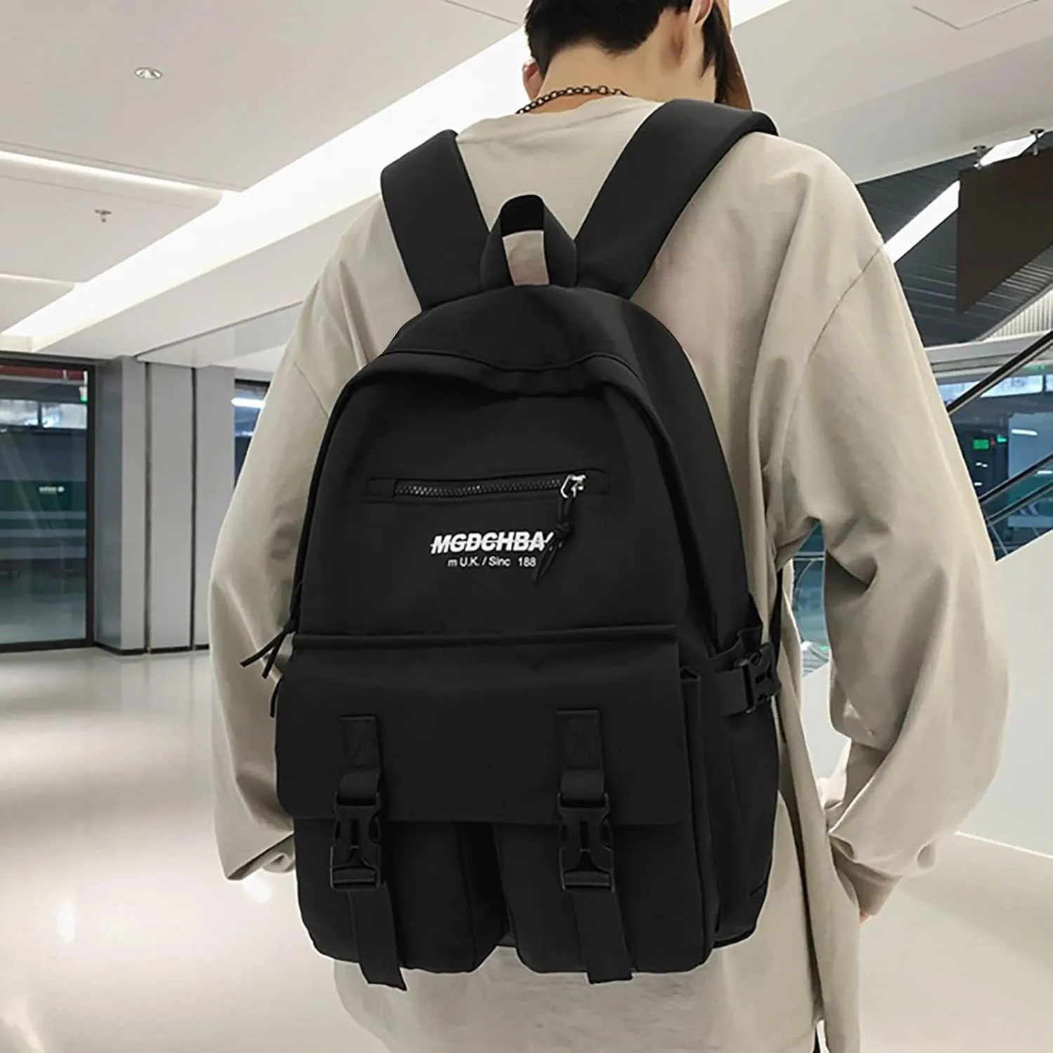 Fashion Cloth Canvas Backpack for Women Comfortable Leather Student Backpacks Designer Backpack Purse for Women(Black)