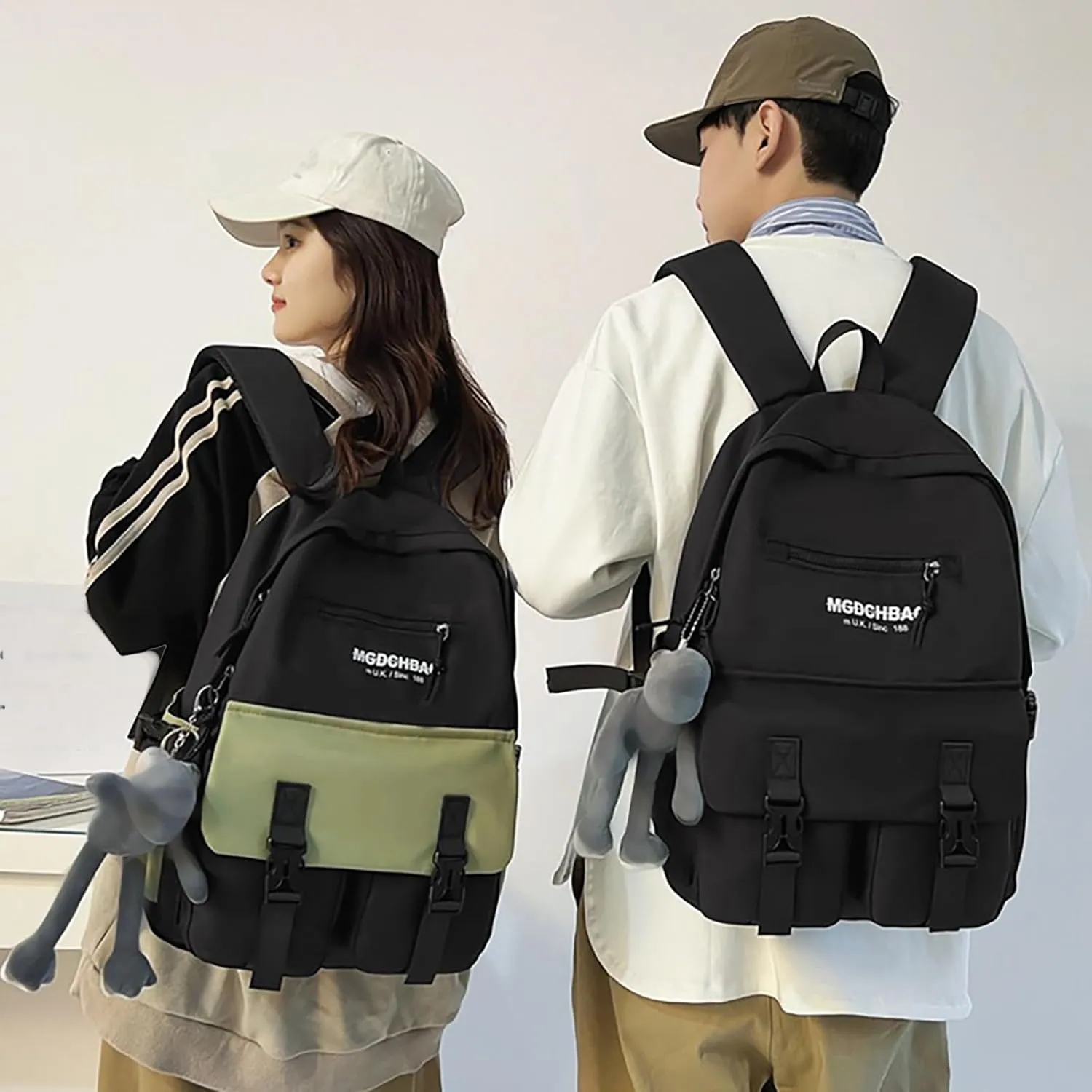 Fashion Cloth Canvas Backpack for Women Comfortable Leather Student Backpacks Designer Backpack Purse for Women(Green)