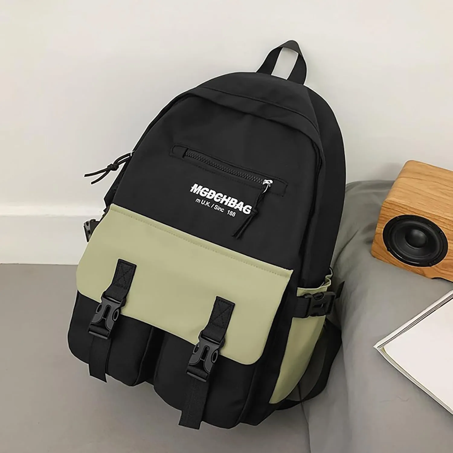 Fashion Cloth Canvas Backpack for Women Comfortable Leather Student Backpacks Designer Backpack Purse for Women(Green)