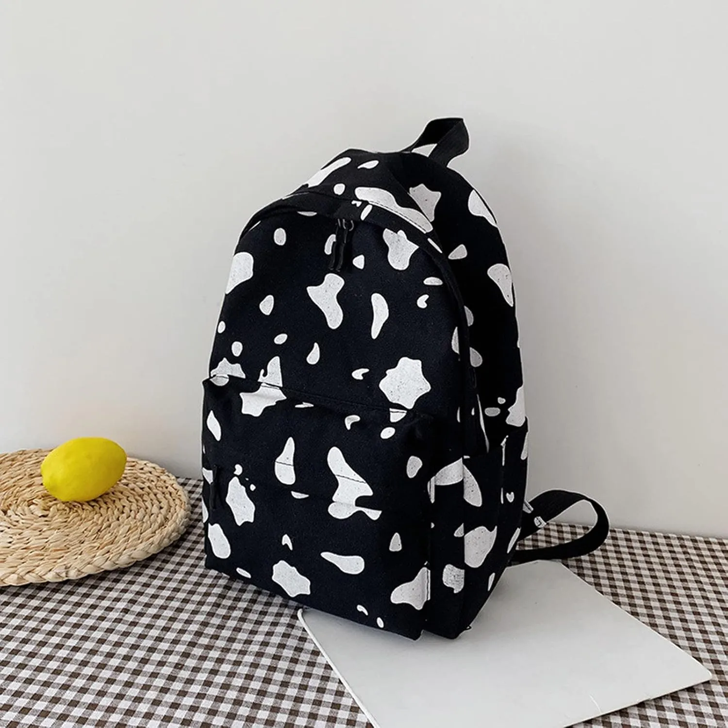 Fashion Cloth Canvas Backpack for Women Waterproof Nylon Anti-Theft Rucksack Designer Backpack Purse for Women(Black)