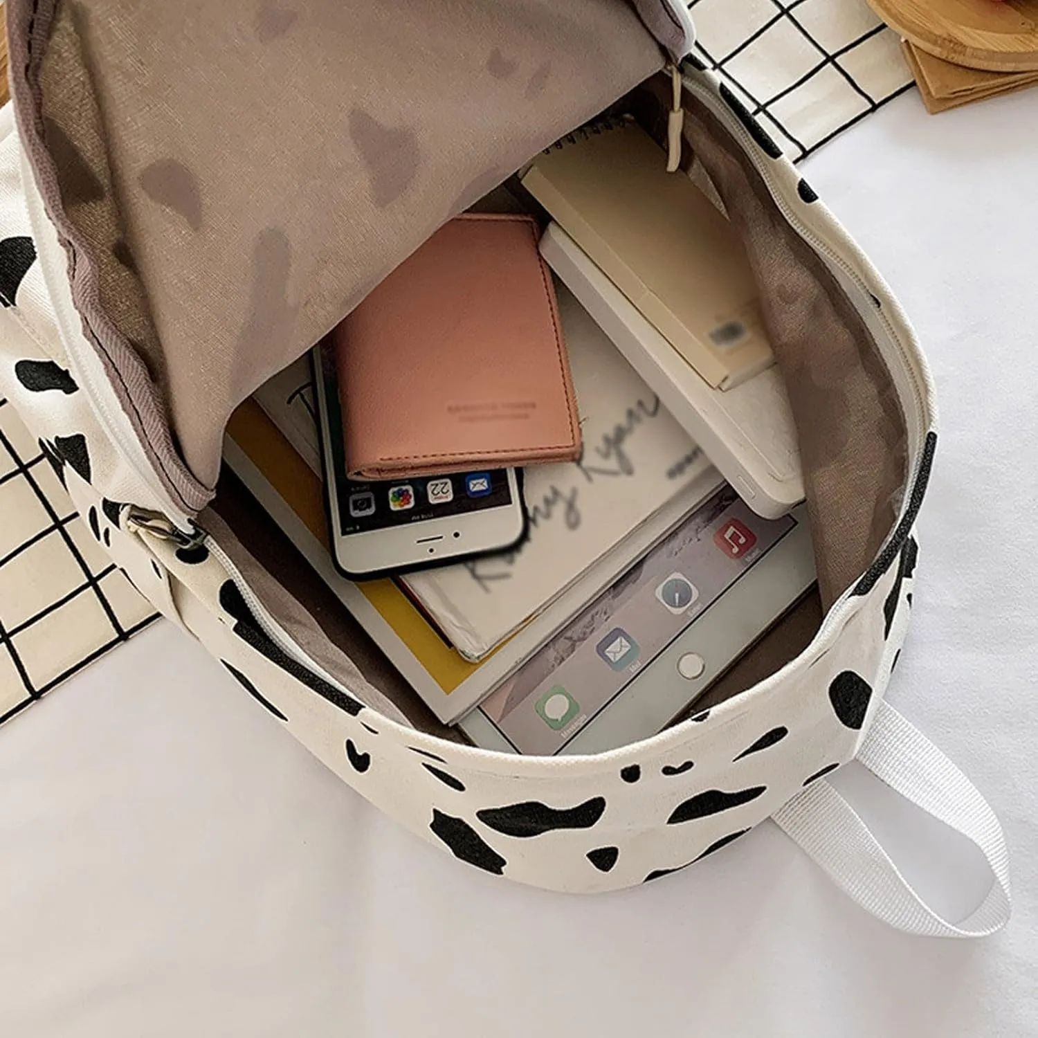 Fashion Cloth Canvas Backpack for Women Waterproof Nylon Anti-Theft Rucksack Designer Backpack Purse for Women(Black)