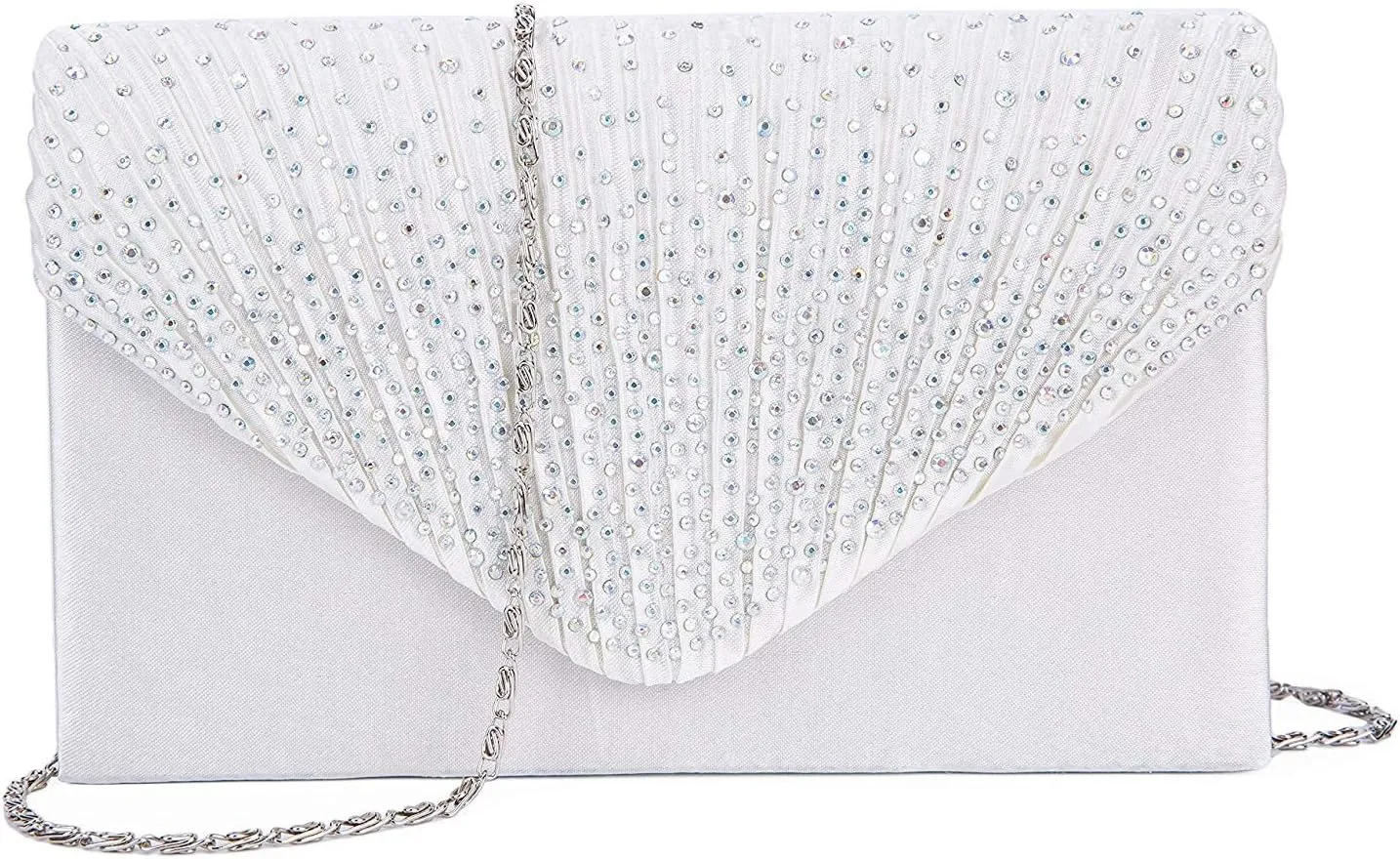 Fashion Ladies BagEvening Clutch, Womens Satin Clutch Bag Envelope Purse for Wedding and Party (Color : White)