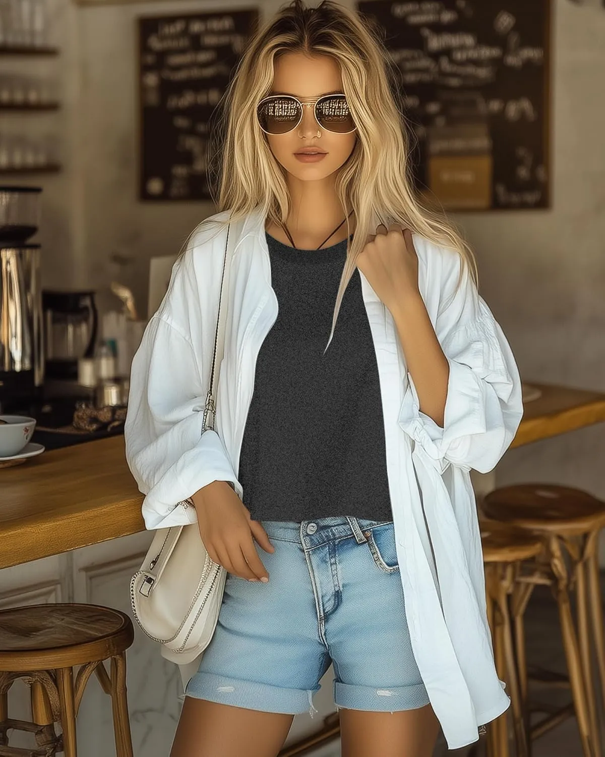 Ficerd 3 Pack Women Crop Tops Half Sleeve Cropped T Shirts Casual Crew Neck Drop Shoulder Loose Summer Solid Color