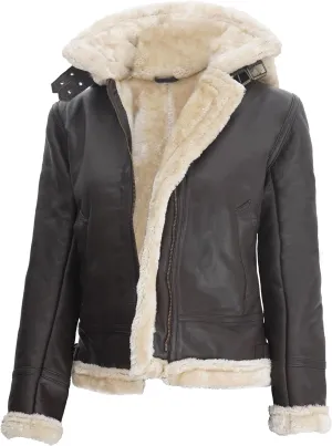 fjackets Womens Shearling Jacket - Real Lambskin Dark Brown Leather Jackets For Women | [1309333] Mari, M
