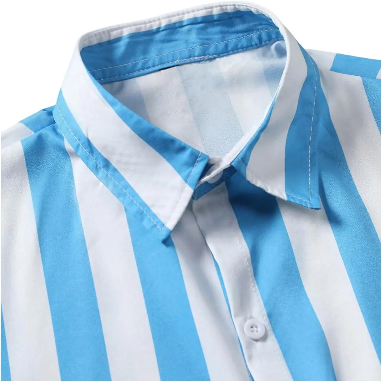 Floerns Men's Striped Shirts Casual Short Sleeve Button Down Shirts