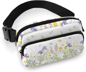 Floral Fanny Packs for Women & Men, Fashion Crossbody Bag Waist Packs Pouch with Adjustable Strap, Sling Bag Belt Bags for Travel Hiking Shopping