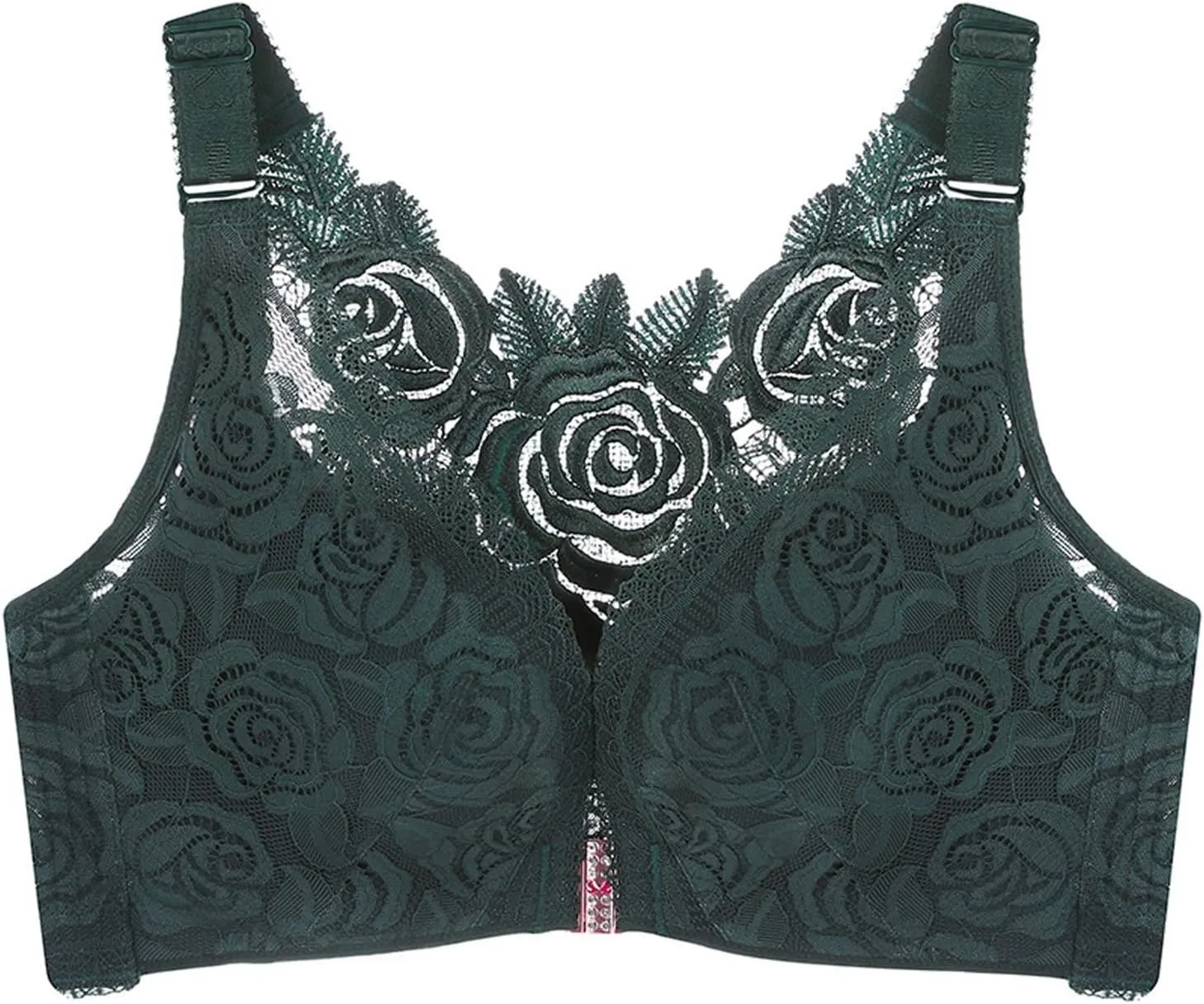 Floral Secrets Push Up Comfort Rose Bra, Front Closure Lace Comfy No Wire Bras Wire-Free & Seamless Bra