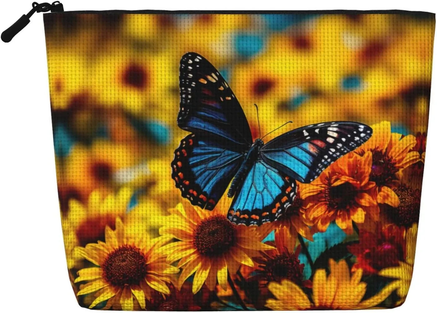 flower and butterfly Print Cosmetic Bags for Women Large Capacity Purse Travel Toiletry Zipper Storage Pouch