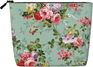 Flower Print Cosmetic Bags for Women Large Capacity Purse Travel Toiletry Zipper Storage Pouch