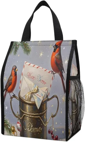 Foldable Cooler Bag, Christmas Letters Printed Cooler Bag,Insulated Tote Bag,Grocery Tote Bag