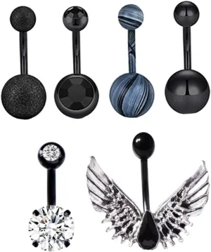 FRCOLOR 6pcs Belly Button Ring Navel Piercing Jewelry Fashionable Body Jewelry Set