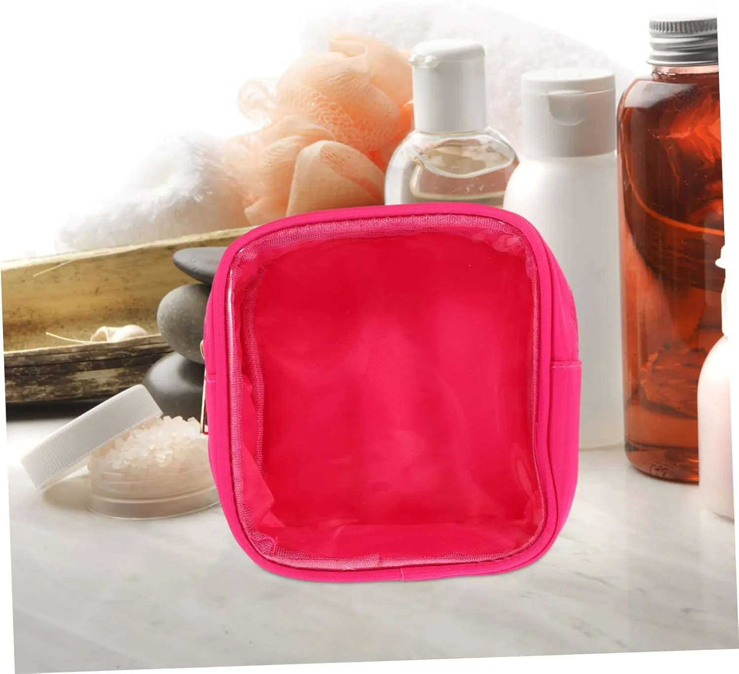 FRCOLOR Hanging Toiletry Travel Bag for Women Makeup Bag Zipper Compact Storage for Cosmetics