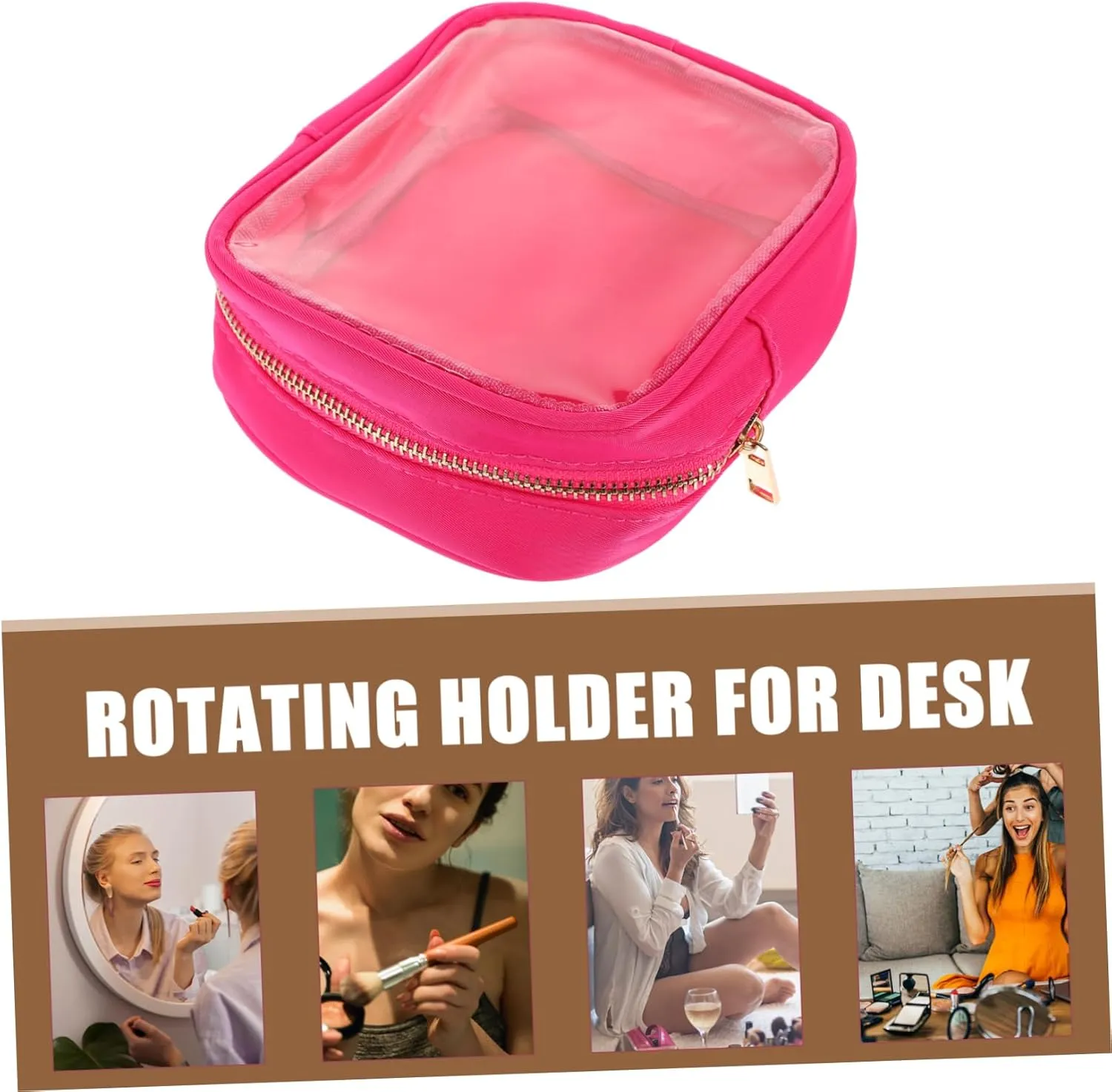FRCOLOR Hanging Toiletry Travel Bag for Women Makeup Bag Zipper Compact Storage for Cosmetics
