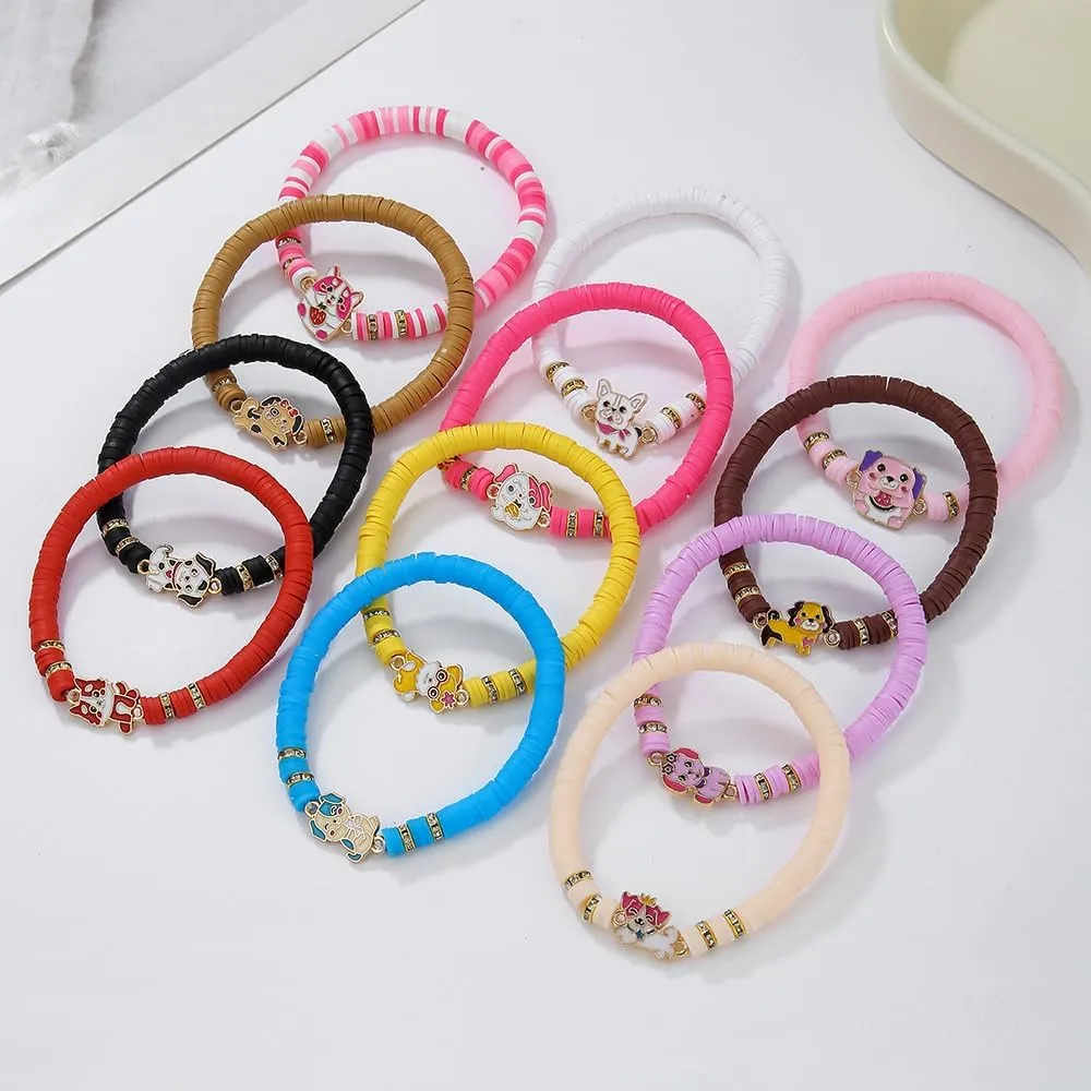 Friendship Bracelets for Women - Heishi Surfer Colorful Smile Butterfly Clay Beaded Stretch Bracelets Elastic Layering - Stackable Boho Disc Y2K Aesthetic Summer Jewelry Set.