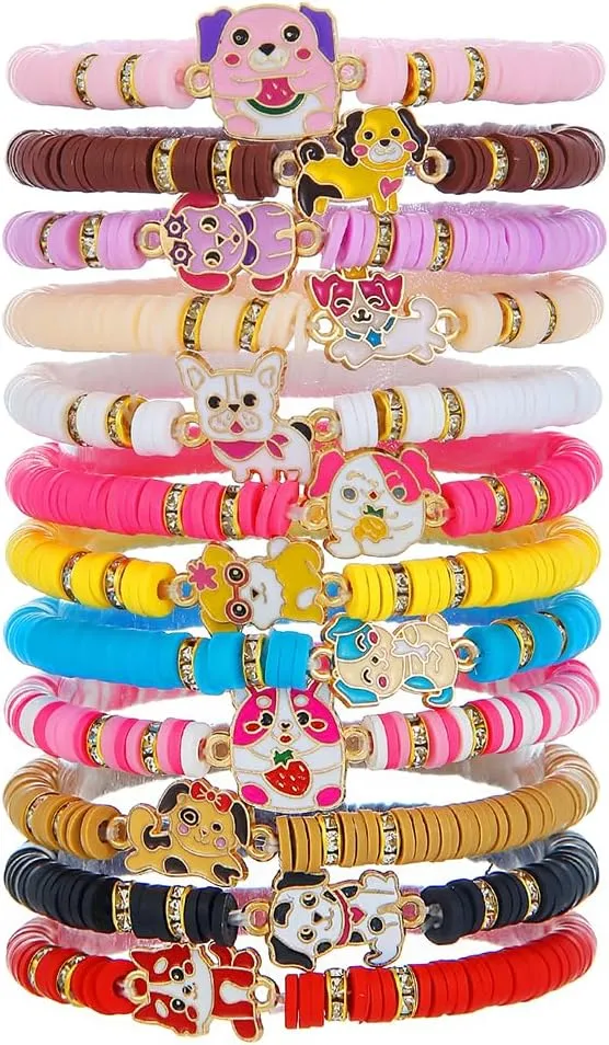 Friendship Bracelets for Women - Heishi Surfer Colorful Smile Butterfly Clay Beaded Stretch Bracelets Elastic Layering - Stackable Boho Disc Y2K Aesthetic Summer Jewelry Set.