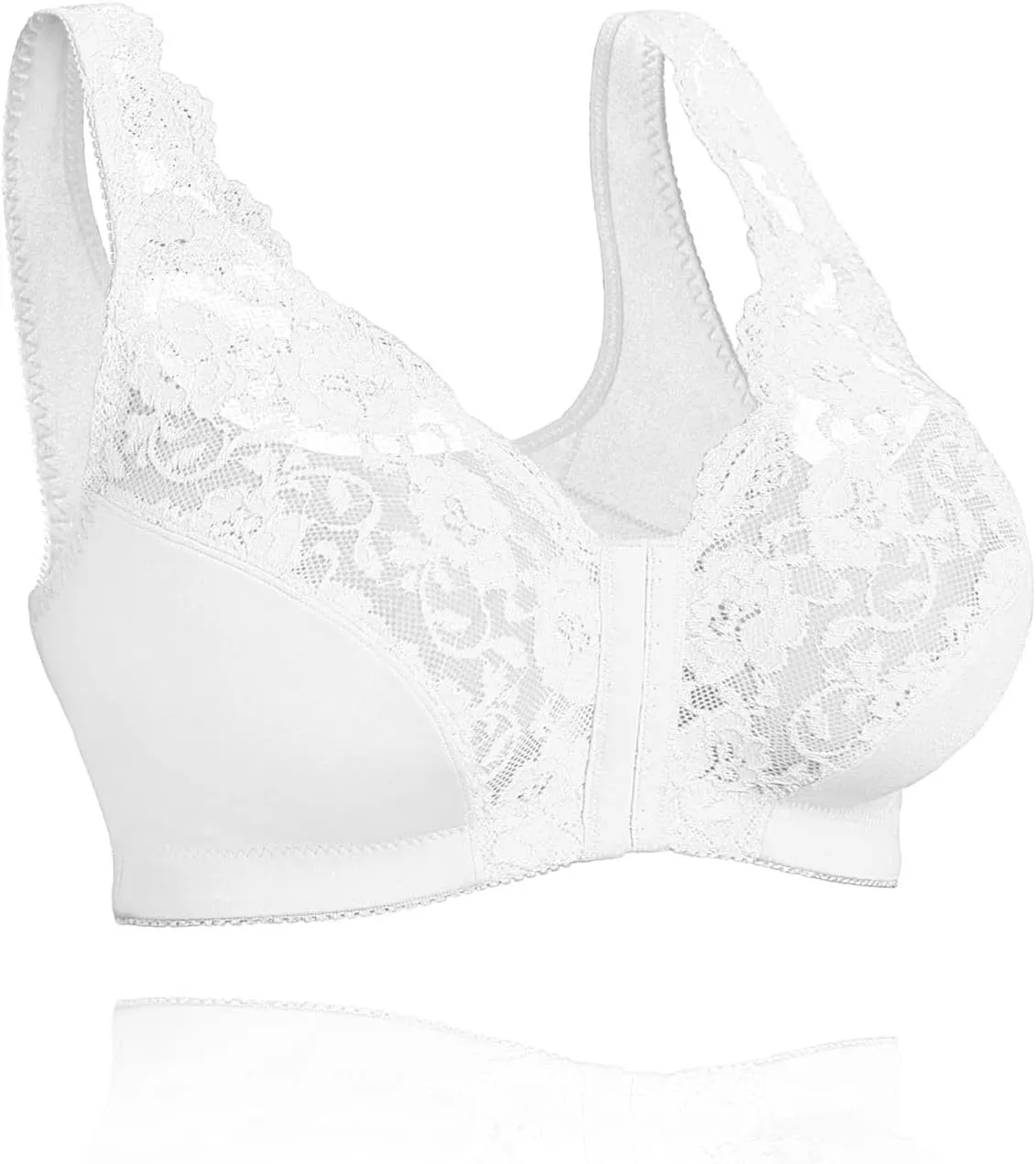 Front Buckle Bras for Women Plus Size Lace Racerback No Underwire Full Figure Coverage Underwear Soft Sleep Brassiere