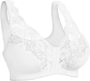 Front Buckle Bras for Women Plus Size Lace Racerback No Underwire Full Figure Coverage Underwear Soft Sleep Brassiere