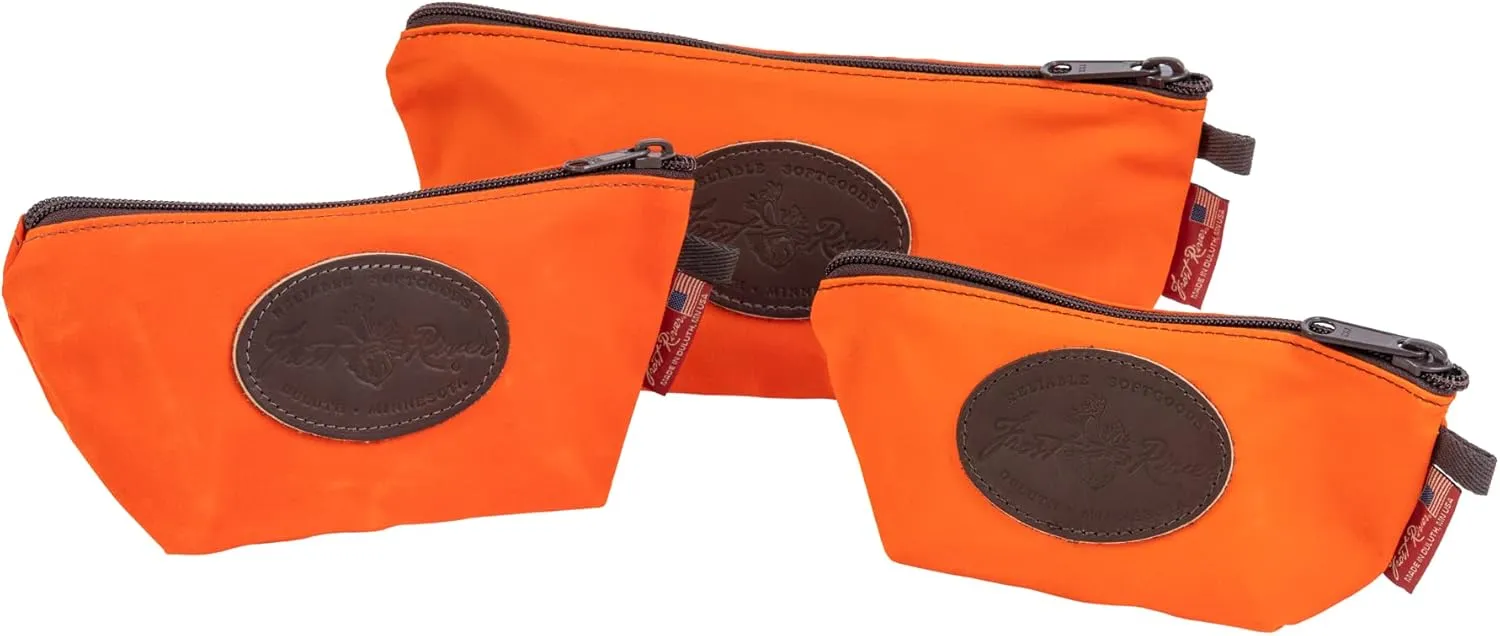 Frost River Accessory Bag - Durable Waxed Canvas Travel Organizer Toiletry Pouch, Small, With XP Snaps, Hunter Orange